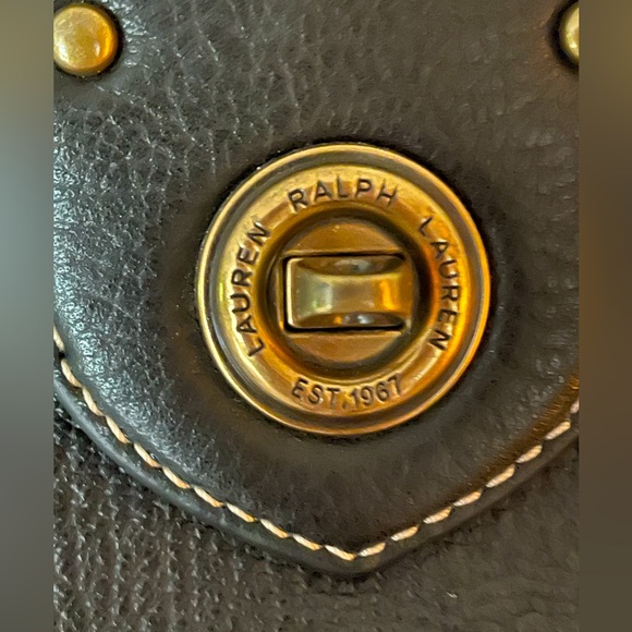 Equestrian Shoulder Bag/ Crossbody Black Pebbled Leather by Lauren Ralph Lauren - Picture 3 of 10